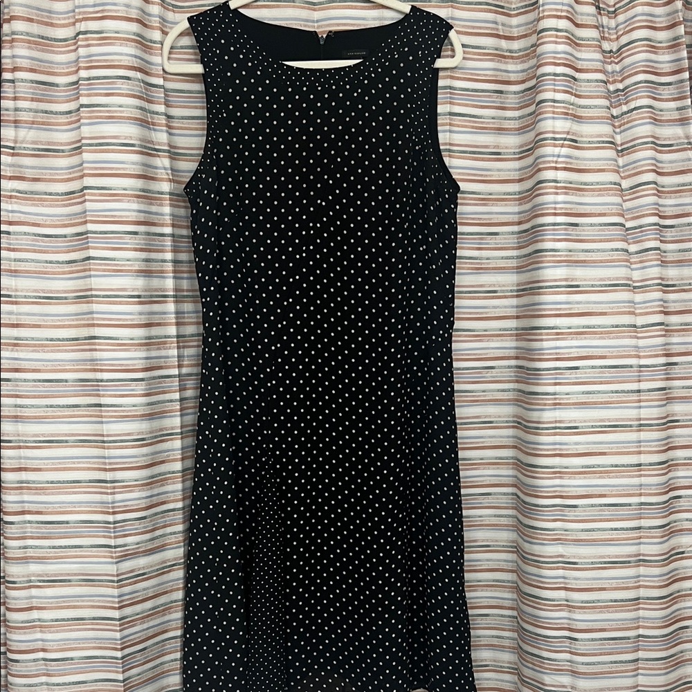Ann Taylor Black and White Polka Dot Midi Dress